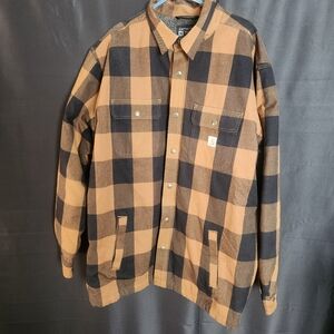 Carhartt Men's Black and Tan Plaid Shirt